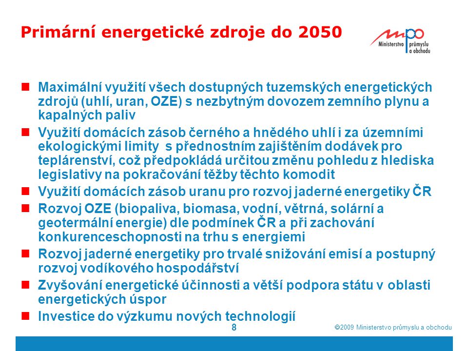 Primární energetické zdroje do 2050