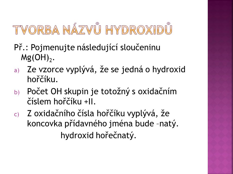 Tvorba názvů hydroxidů