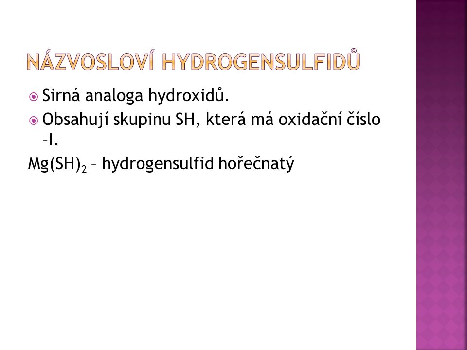 Názvosloví hydrogensulfidů