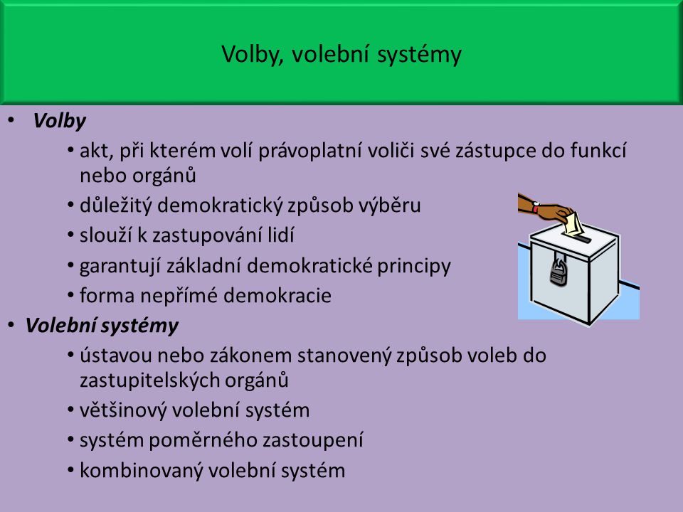 Volby, volební systémy Volby