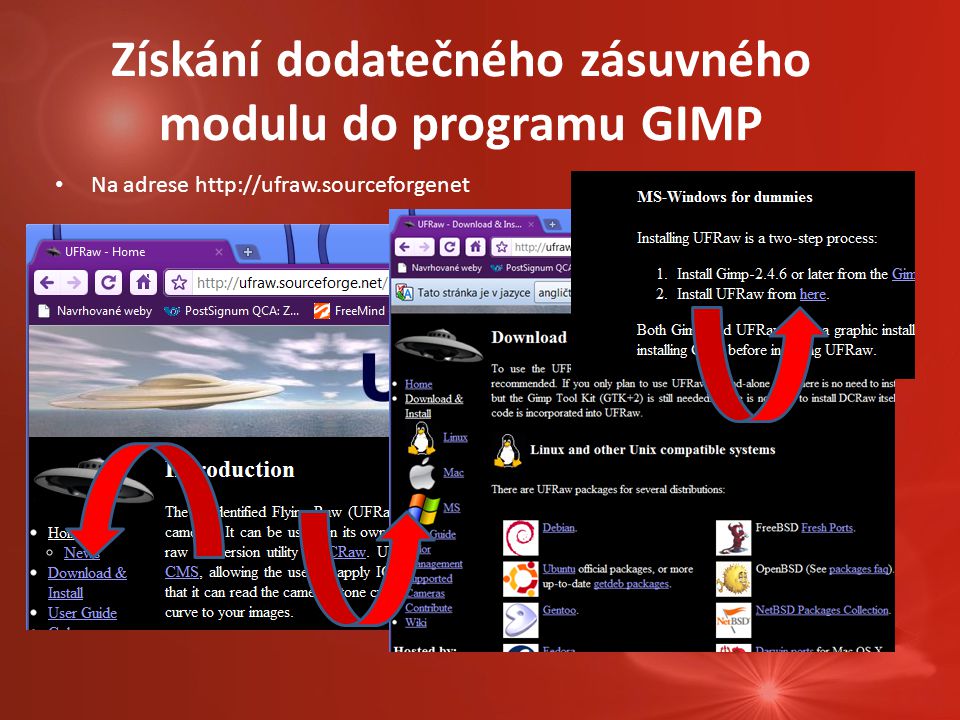 Získání dodatečného zásuvného modulu do programu GIMP