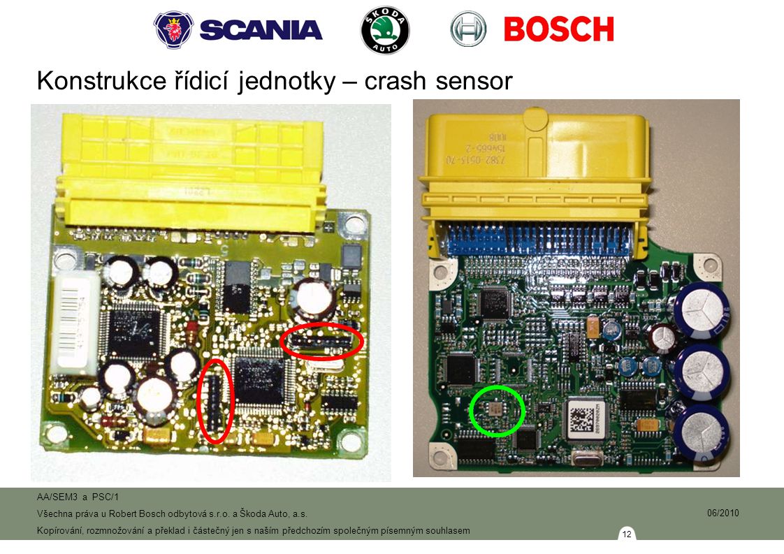 Konstrukce řídicí jednotky – crash sensor