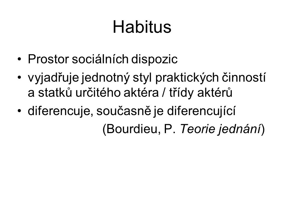 Habitus Prostor sociálních dispozic