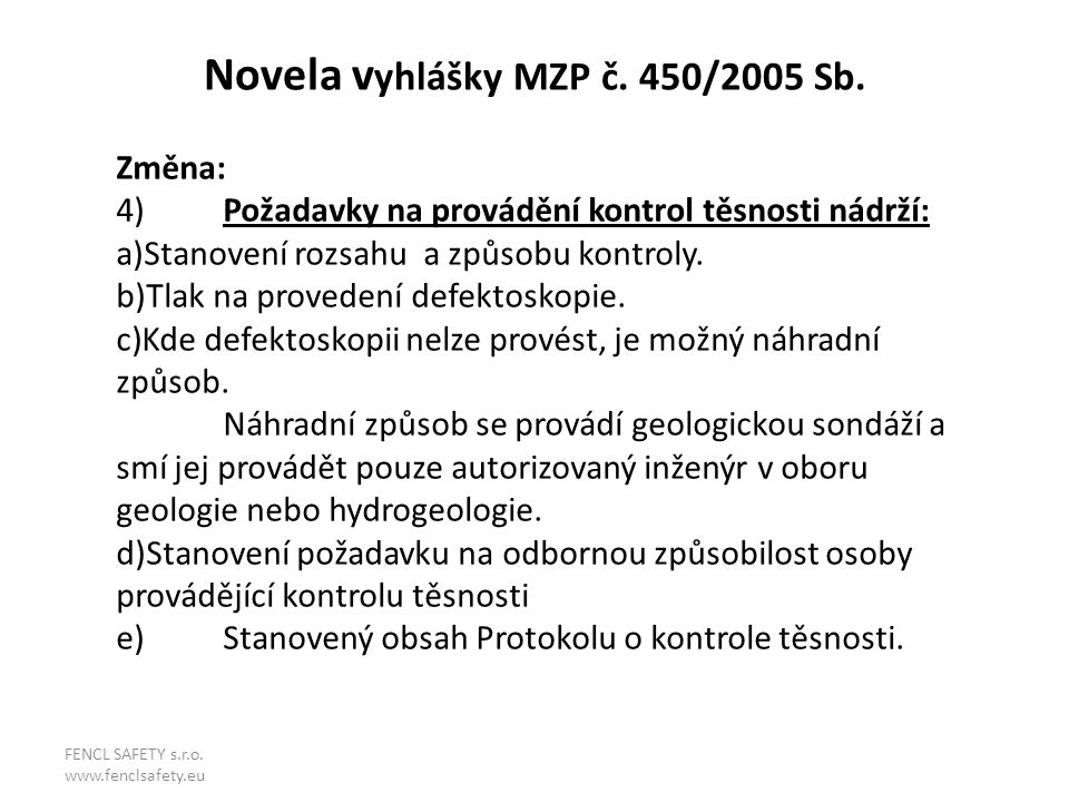 Novela vyhlášky MZP č. 450/2005 Sb.