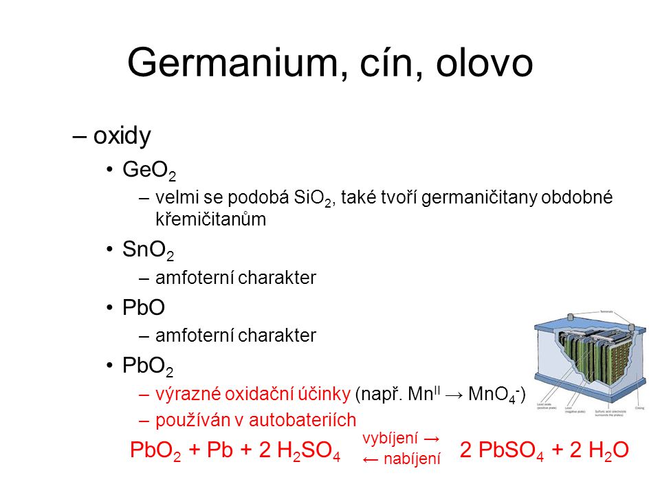 Germanium, cín, olovo oxidy GeO2 SnO2 PbO PbO2