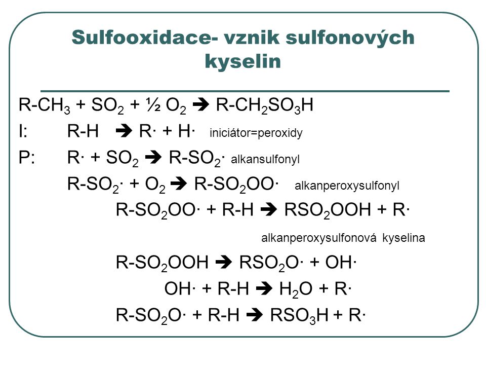 Sulfooxidace- vznik sulfonových kyselin