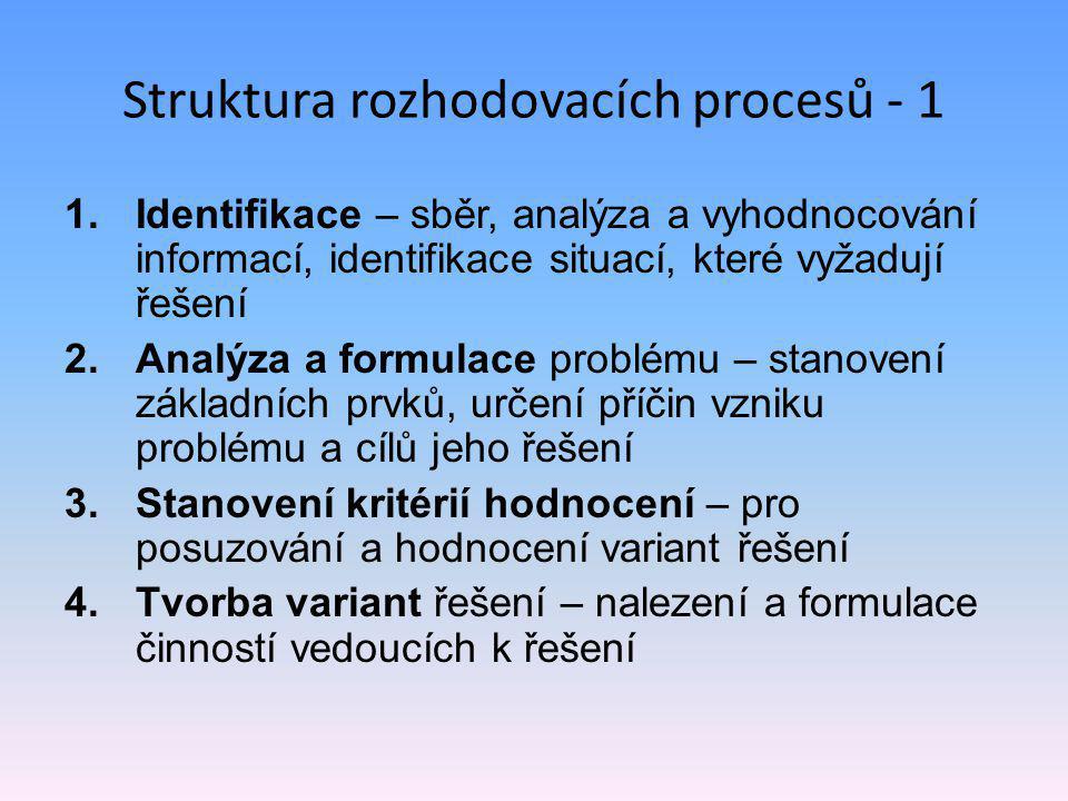 Struktura rozhodovacích procesů - 1