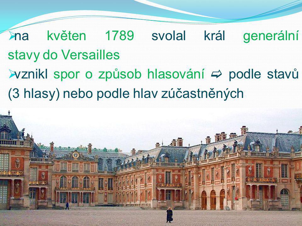 na květen 1789 svolal král generální stavy do Versailles