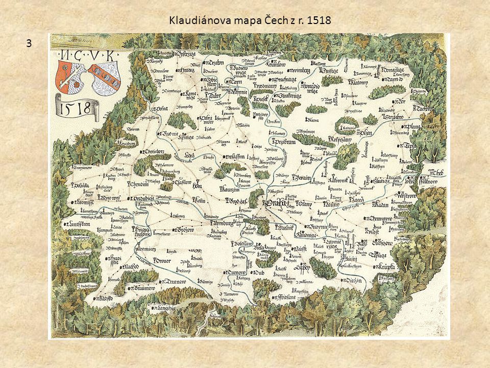 Klaudiánova mapa Čech z r. 1518