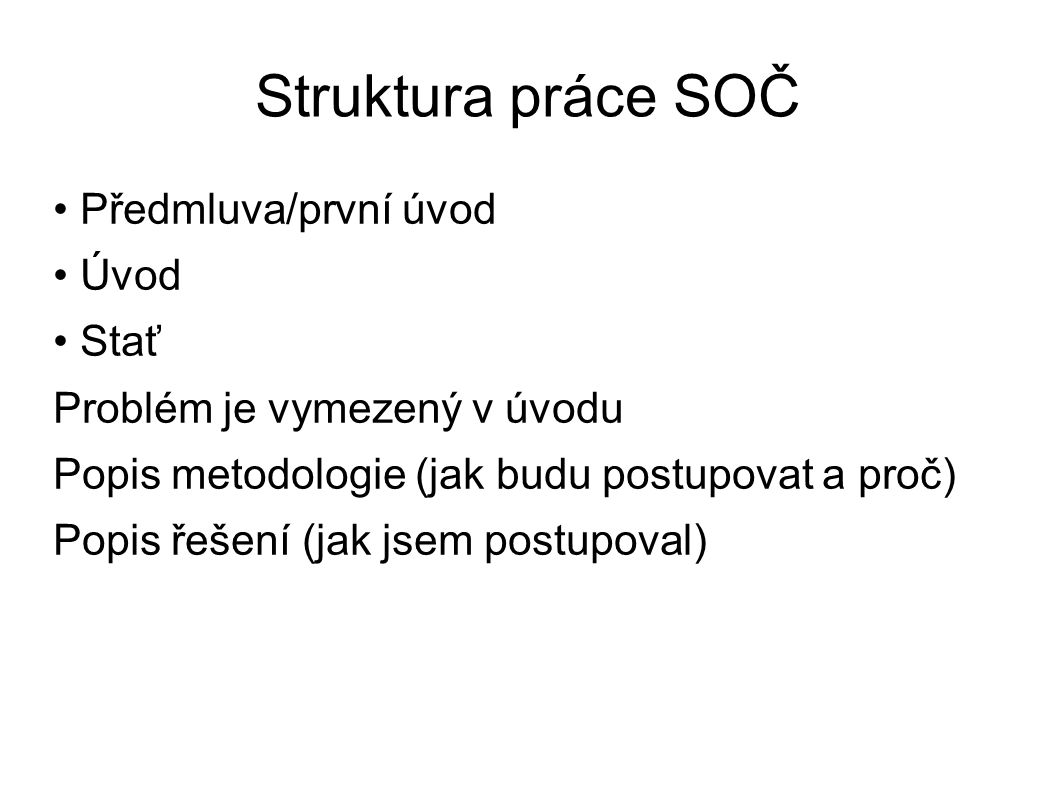 Struktura práce SOČ