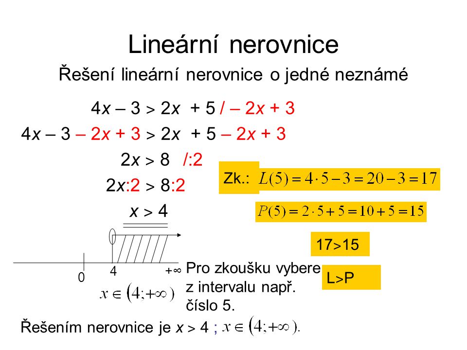 Řešení lineární nerovnice o jedné neznámé