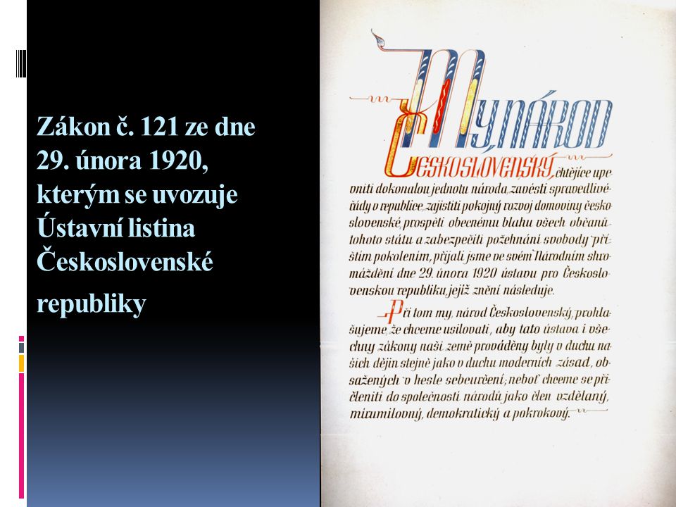 Zákon č. 121 ze dne 29. února 1920, kterým se uvozuje Ústavní listina Československé republiky