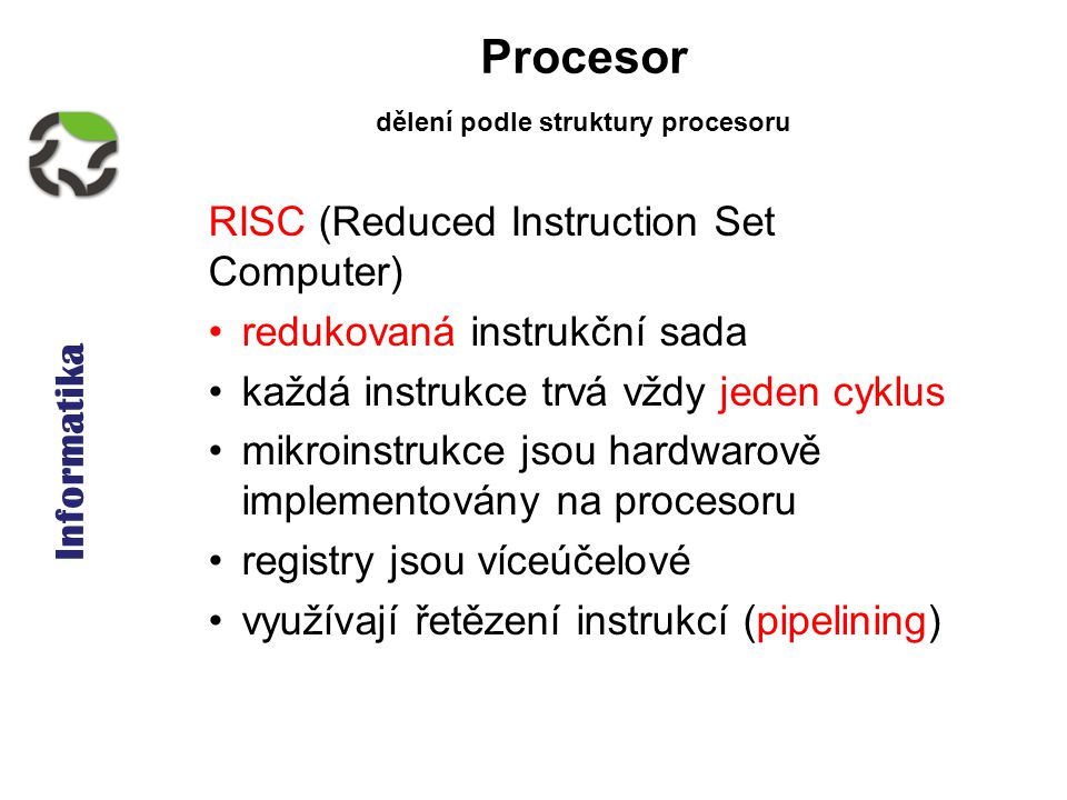 Informatika - osobní počítač, procesor