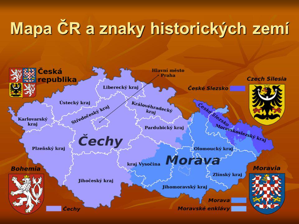Mapa ČR a znaky historických zemí