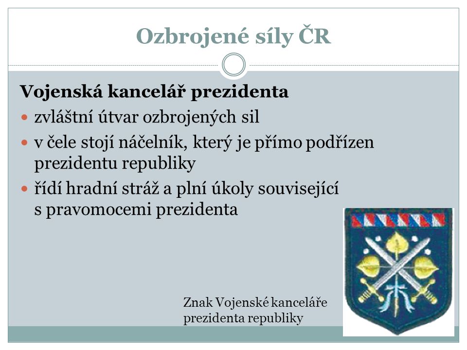 Ozbrojené síly ČR Vojenská kancelář prezidenta