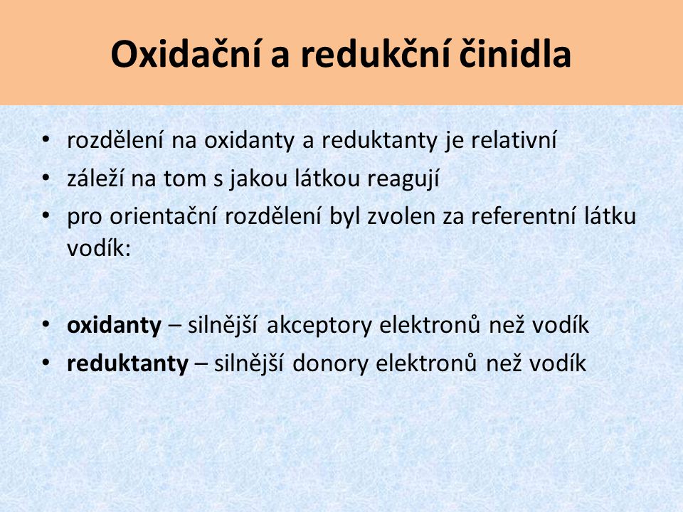Oxidační a redukční činidla