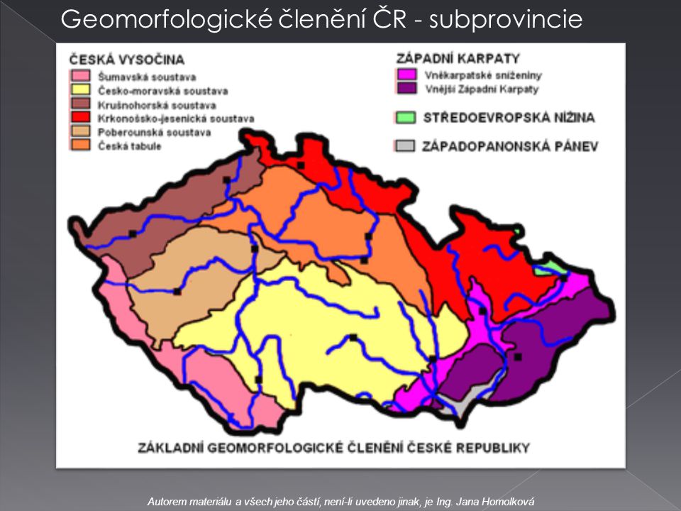 Geomorfologické členění ČR - subprovincie