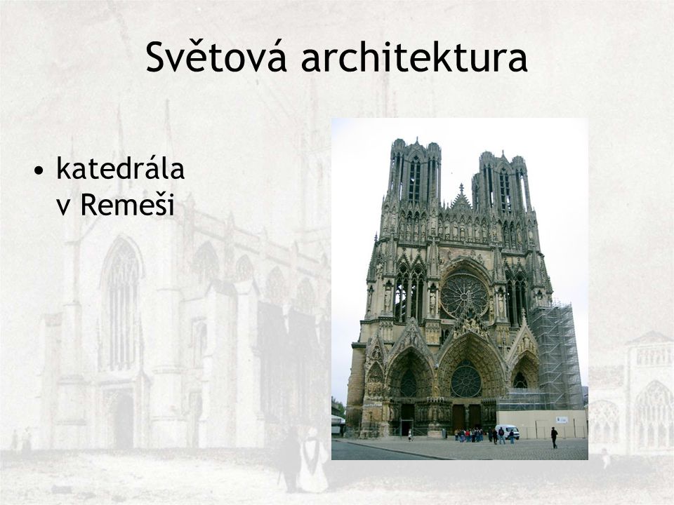 Světová architektura katedrála v Remeši