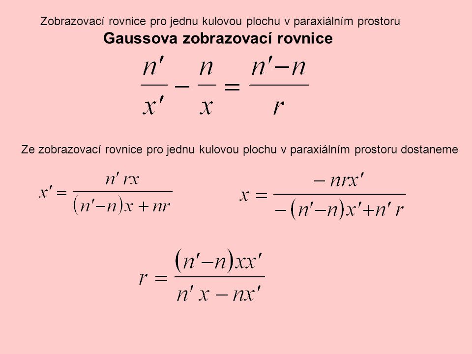 Gaussova zobrazovací rovnice