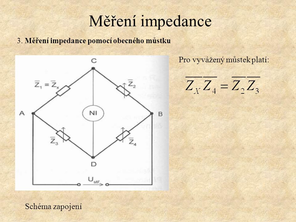 Měření impedance 3. Měření impedance pomocí obecného můstku