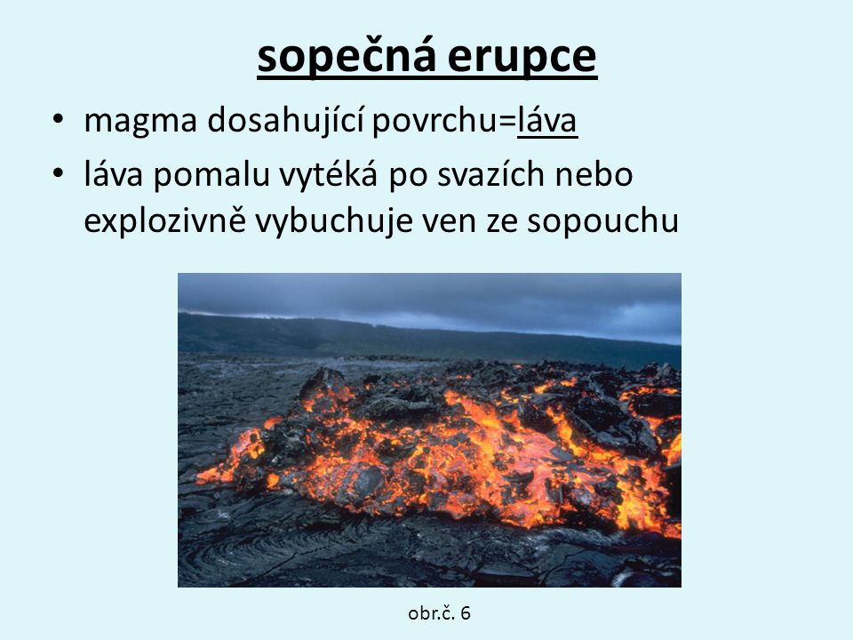 sopečná erupce magma dosahující povrchu=láva