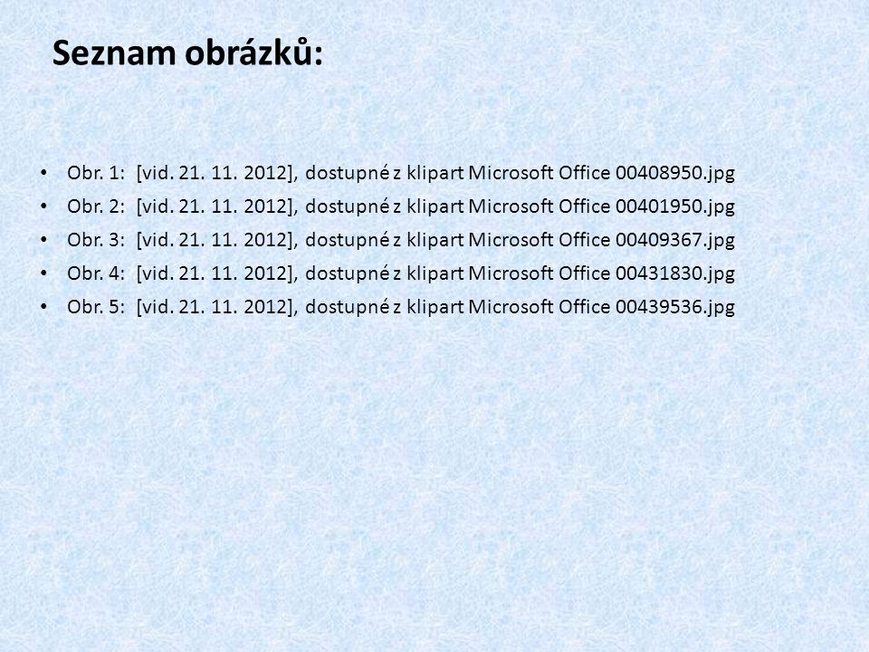 Seznam obrázků: Obr. 1: [vid ], dostupné z klipart Microsoft Office jpg.