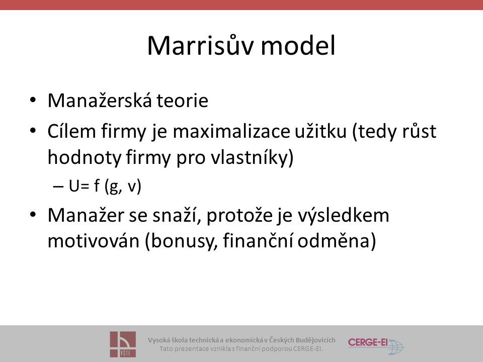 Marrisův model Manažerská teorie