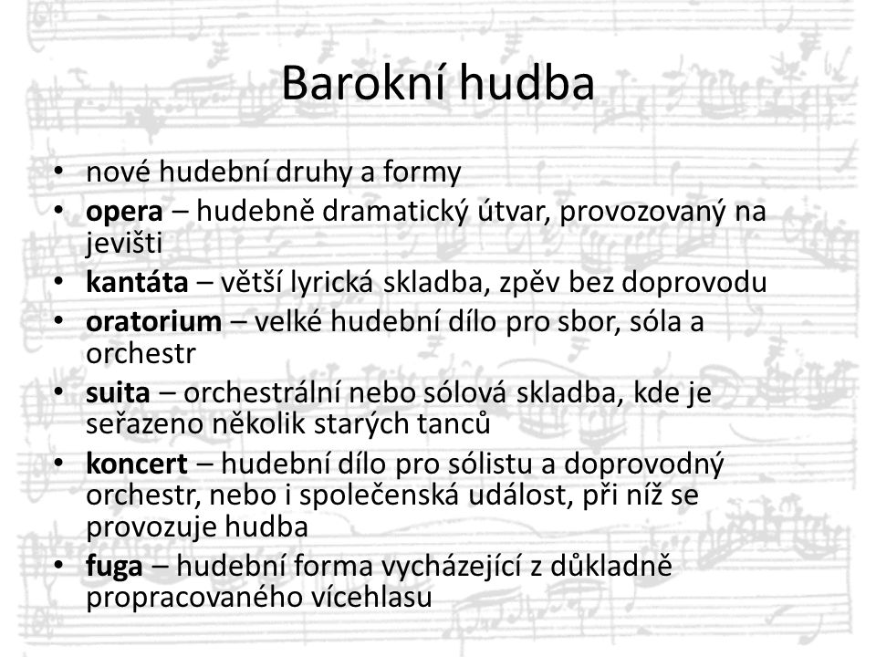 Barokní hudba nové hudební druhy a formy