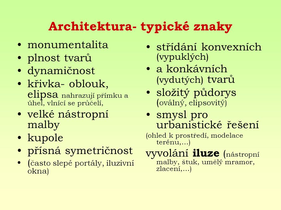 Architektura- typické znaky