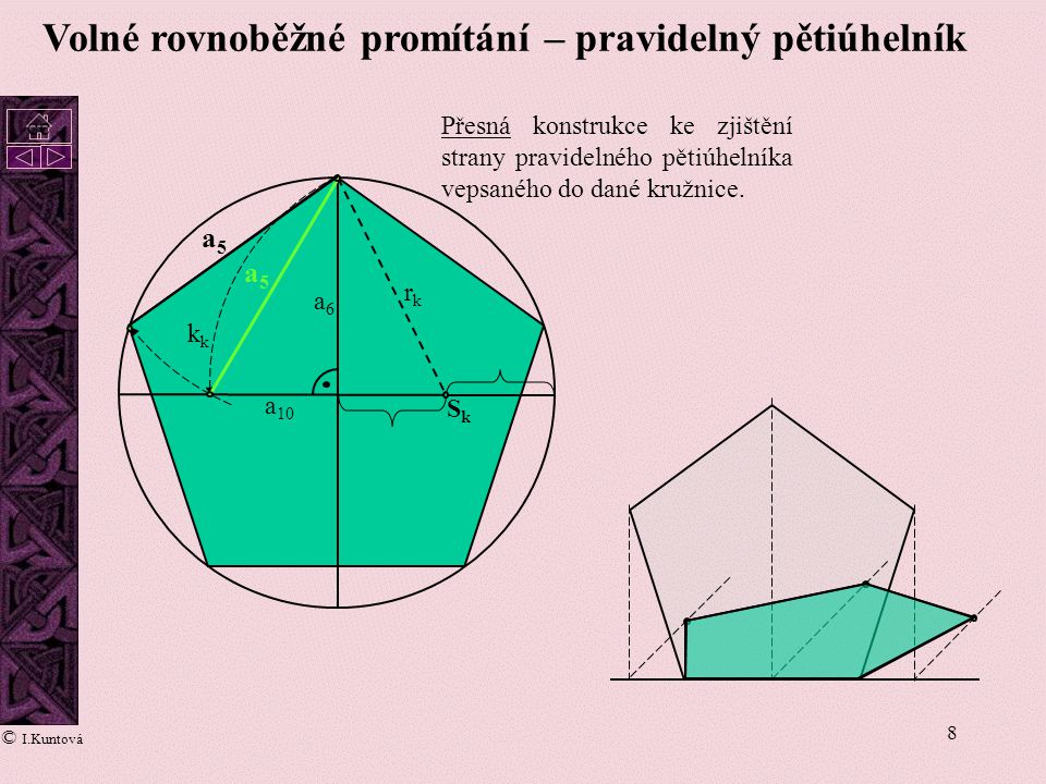 Volné rovnoběžné promítání – pravidelný pětiúhelník