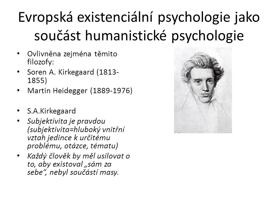 Evropská existenciální psychologie jako součást humanistické psychologie