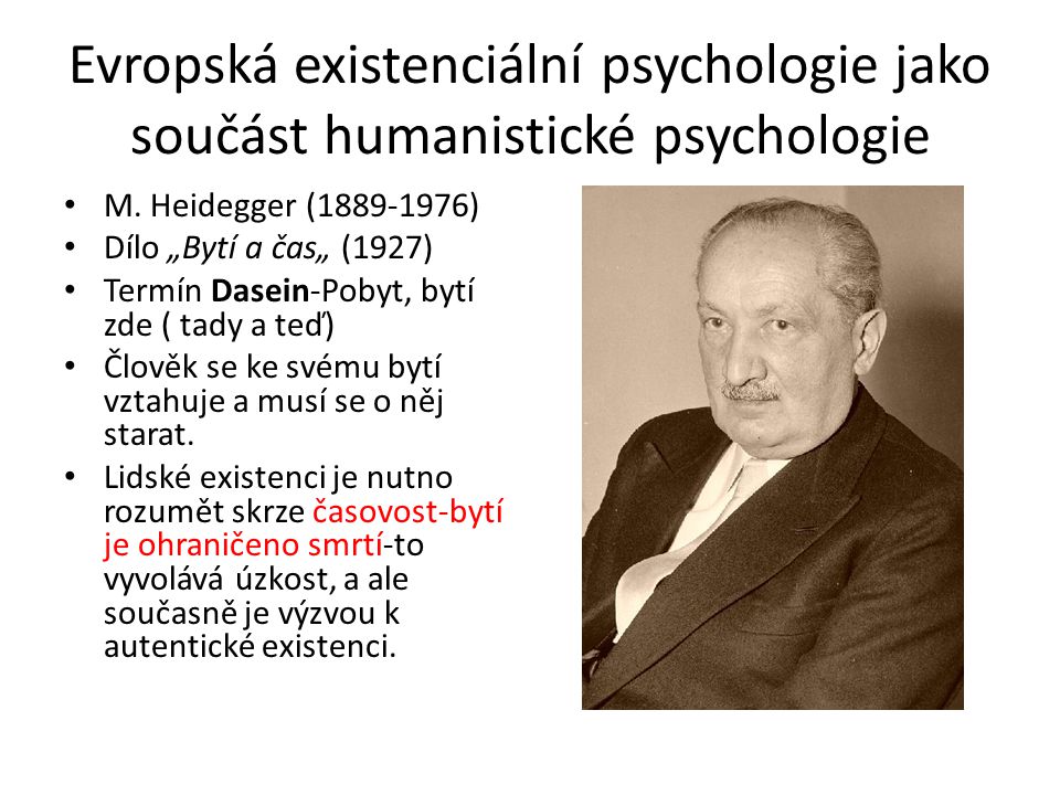 Evropská existenciální psychologie jako součást humanistické psychologie