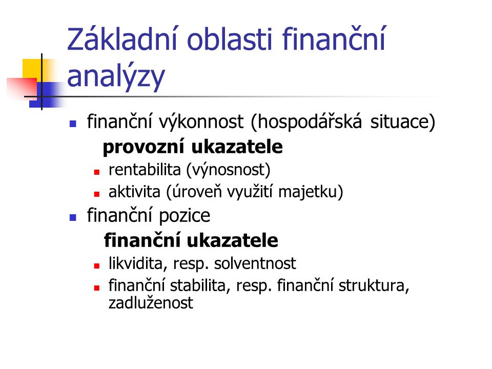 Základní oblasti finanční analýzy