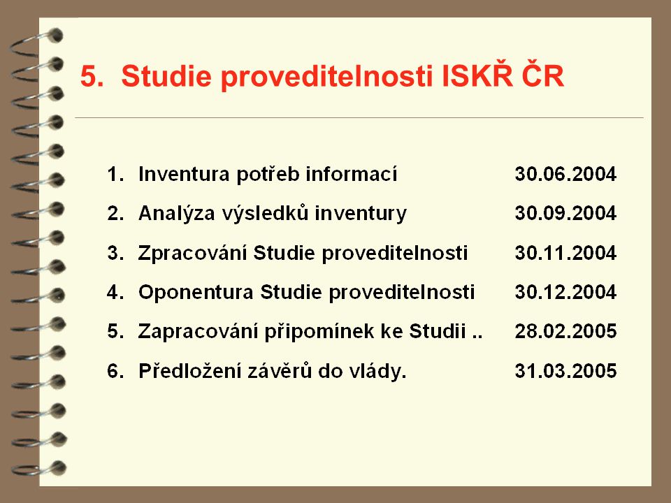 5. Studie proveditelnosti ISKŘ ČR