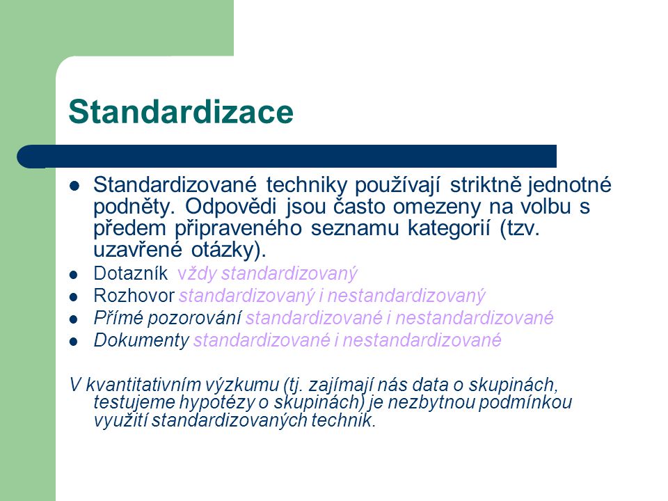 Standardizace