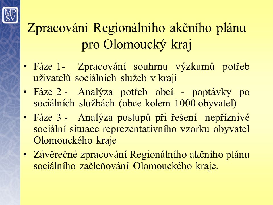 Zpracování Regionálního akčního plánu pro Olomoucký kraj