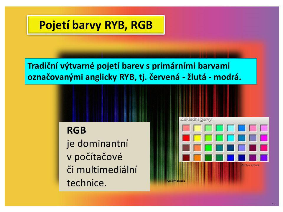 Pojetí barvy RYB, RGB RGB je dominantní v počítačové či multimediální