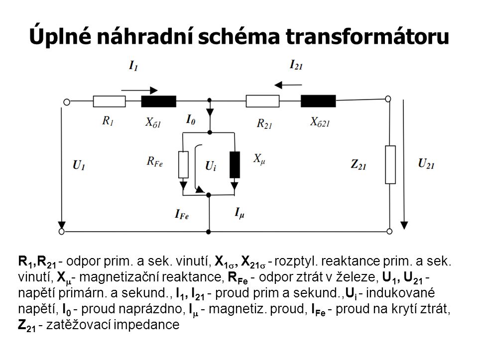 Úplné náhradní schéma transformátoru
