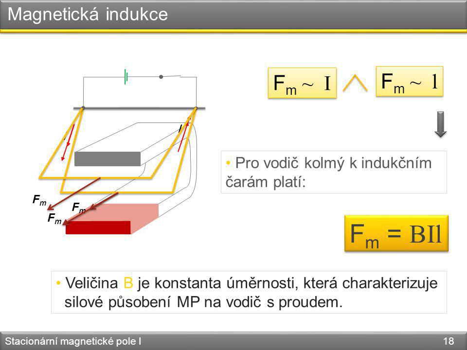 Fm = BIl Fm ~ l Fm ~ I Magnetická indukce