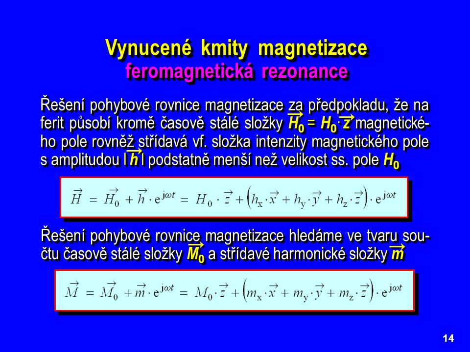 Vynucené kmity magnetizace feromagnetická rezonance