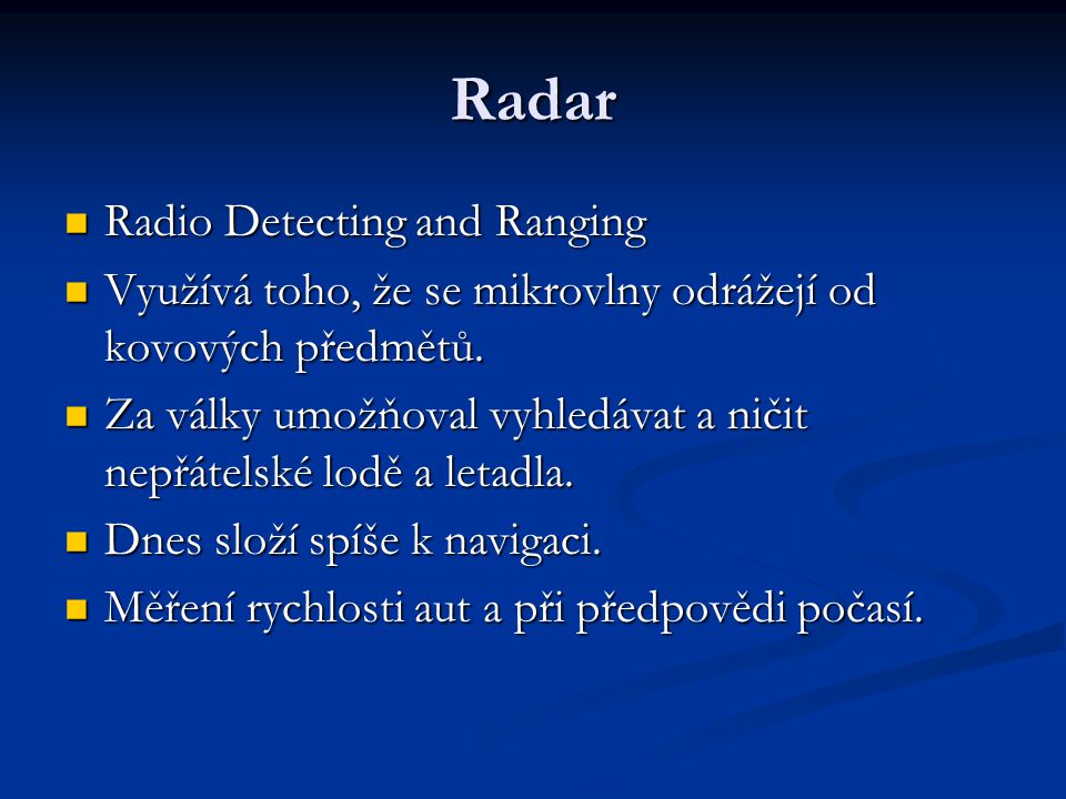Radar Radio Detecting and Ranging