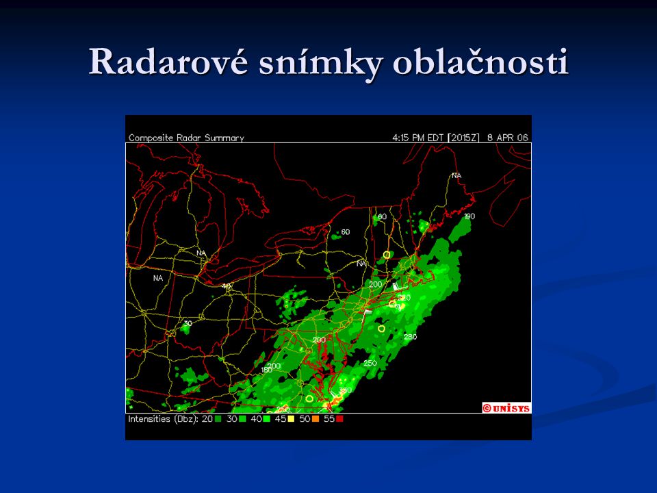 Radarové snímky oblačnosti