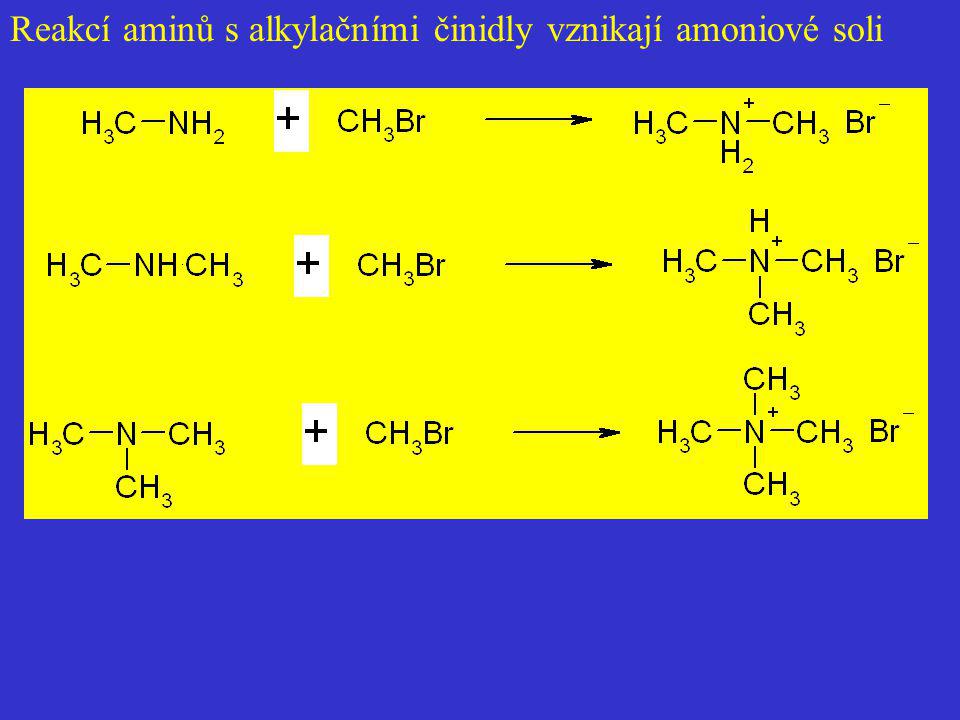 Reakcí aminů s alkylačními činidly vznikají amoniové soli