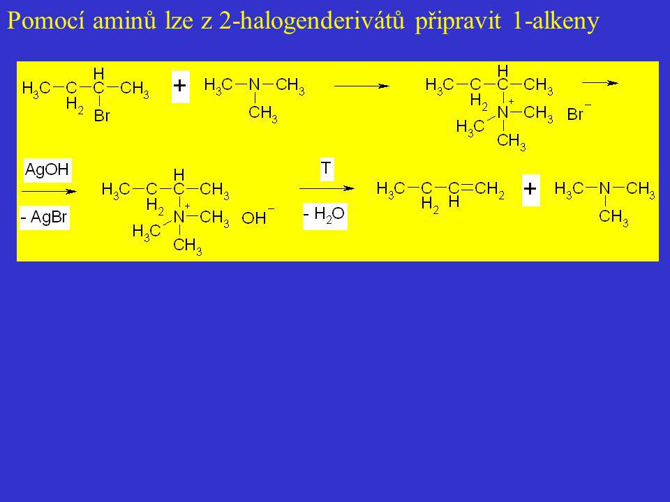 Pomocí aminů lze z 2-halogenderivátů připravit 1-alkeny