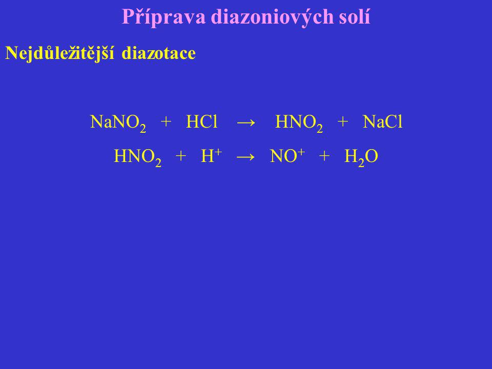 Příprava diazoniových solí