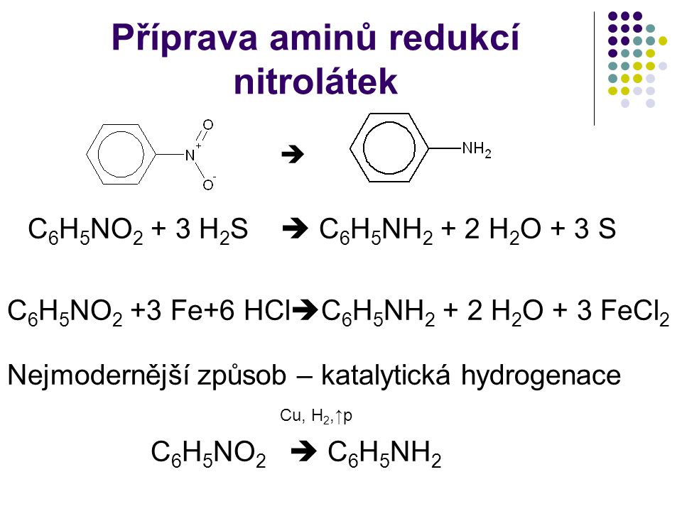 Příprava aminů redukcí nitrolátek