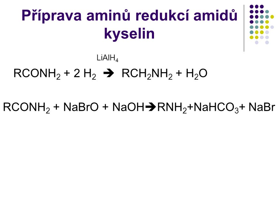 Příprava aminů redukcí amidů kyselin