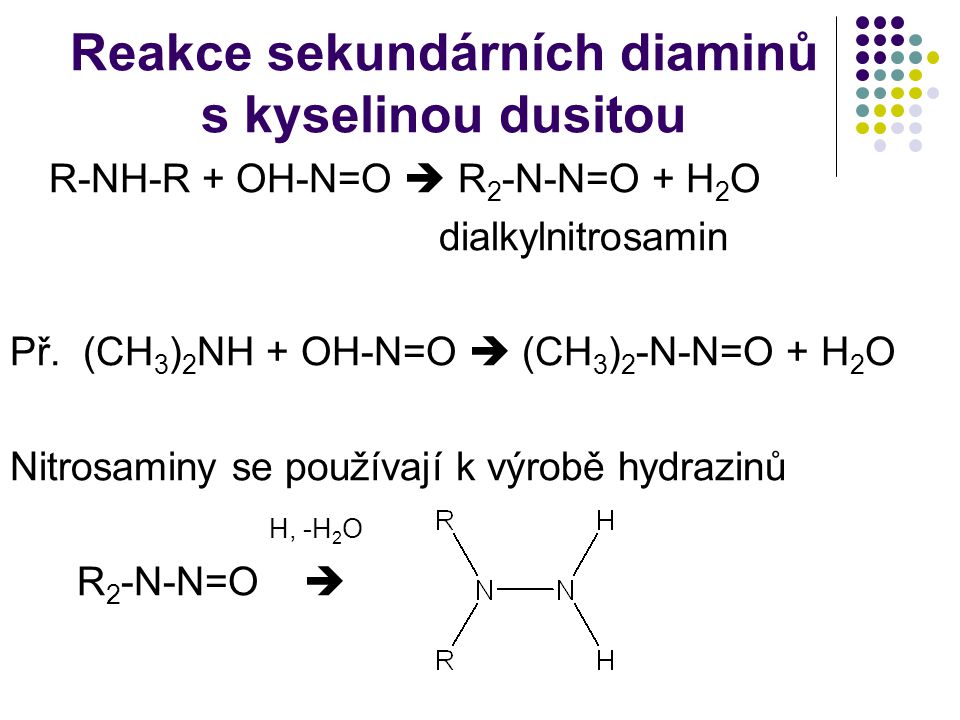 Reakce sekundárních diaminů s kyselinou dusitou