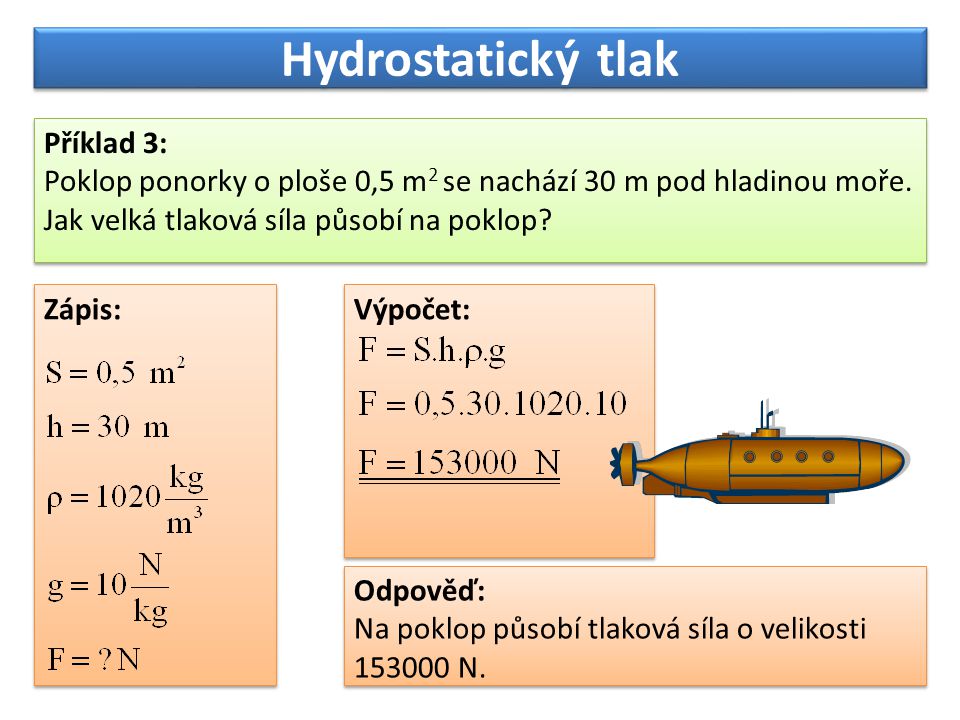 Hydrostatický tlak Příklad 3: