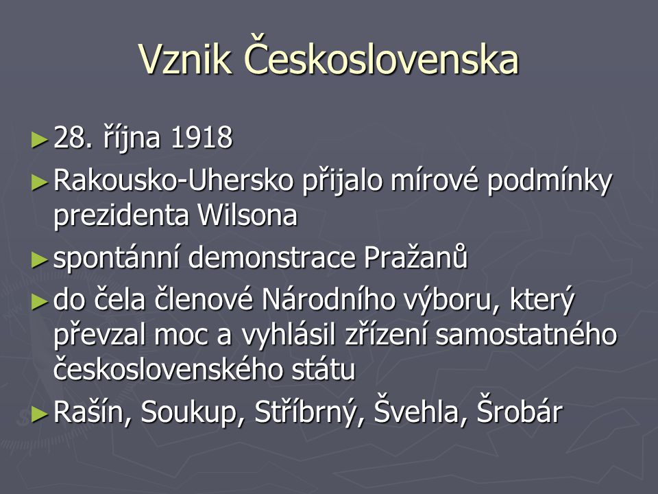 Vznik Československa 28. října 1918